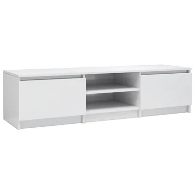 Zdjęcie produktu dla vidaXL Szafka pod TV biała wysoki połysk 140×40×35,5 cm płyta wiórowa