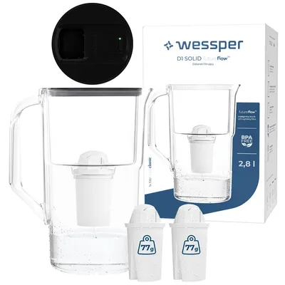 Imagen del producto de Jarra filtrante Wessper D1 SOLID FutureFlow™ de 3,3 litros, color , con pantalla LED y 3 filtros aquaclassic