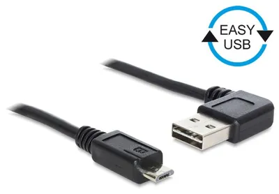 Immagine prodotto di Delock Easy - Cavo USB - Connettore USB (maschio) angolato a destra/sinistra, reversibile, per connessione a Micro-USB Tipo B (maschio)