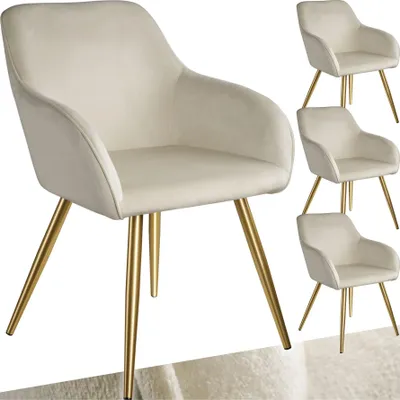 Produktbild von tectake® Esszimmerstuhl Marilyn gepolstert, in Samtoptik 58 x 62 x 82 cm