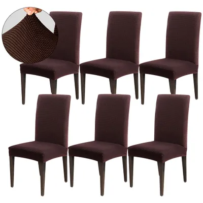 Immagine prodotto di Coprisedia 6 confezioni di sedie da pranzo a scacchiera coprisedia universale elastico coprisedia per matrimonio casa festa marrone