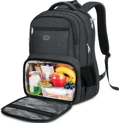 Image de Sac à dos pour hommes, grande capacité, avec compartiment isotherme, sac à dos pour ordinateur portable 18 pouces