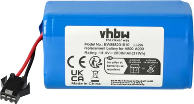 Produktbild von vhbw Akku kompatibel mit Tesvor Simum 9, 8, 7, 6 Saugroboter (2600 mAh, 14,4 V, Li-Ion)