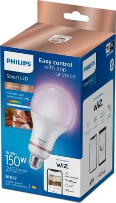 Produktbild von Philips WiZ Smart LED A80 Birne 18,5W = 150W E27 matt 2452lm RGBTW 2200K-6500K Dimmbar App Google Alexa Bluetooth WiFi