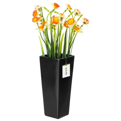 Obrázok produktu pre Keramická váza na kvety čierna lesklá H 25 cm Dekoratívna stolová váza štvorcové kvety Deco Orchidea Moderný pôvab