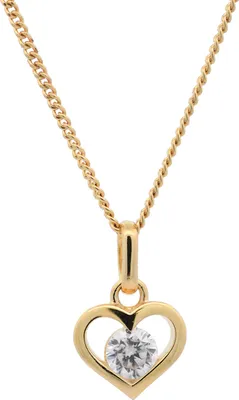 Produktbild von Anhänger Herz echt 333-8 Karat Gold mit vergoldeter Silberkette 50 cm