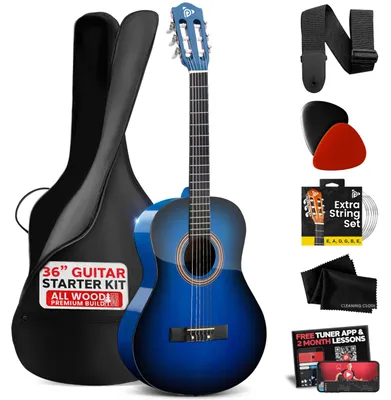 Produktbild von Pyle Kindergitarre ab 8 Jahre – Classic Guitar for Children, Gitarre für Anfänger & Fortgeschrittene, Konzertgitarre mit Gitarren Set, Tuner &