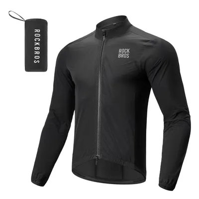 Zdjęcie produktu dla ROCKBROS Kurtka rowerowa wiatrówka Ultralekka kurtka rowerowa Kompaktowa oddychająca kurtka sportowa rower szosowy mężczyźni Czarny L