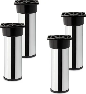 Produktbild von 4 Stück Möbelfüße Alfa II 150 mm (+ 10 mm) Ø 50 mm Chrom poliert höhenverstellbare Schrankbeine aus Stahl Sotech