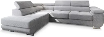 Produktbild von Masseno Ecksofa APIRO L-S mit Schlaffunktion L-Form, Sofa mit Bettkasten, Wohnzimmersofa, Couch, Soffa, Bettsofa, Couchgarnitur- Hellgrau, POSO 55