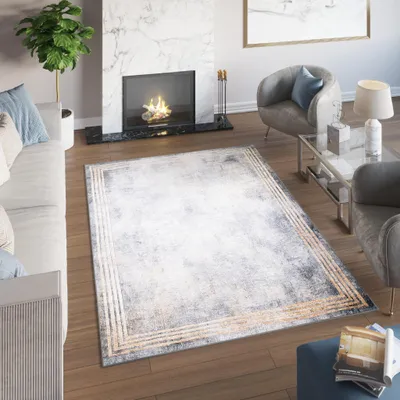 Immagine prodotto di Tappeto Tapiso TOSCANA Moderno Grigio Oro Soggiorno OEKO-TEX 140 x 200 cm