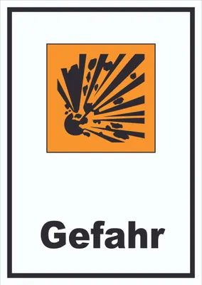 Produktbild von Schild Gefahrensymbol Explosionsgefahr Gefahr hochkant A6 Rückseite selbstklebend