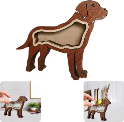 Produktbild von Holzkiste Hund Haar Rahmen Souvenir Figur