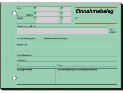 Produktbild von SIGEL EB615 Einnahmebelege, Papier grün, mit Sicherheitsdruck, A6 q, 50 Blatt