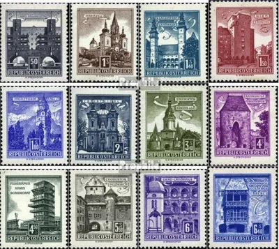 Produktbild von Briefmarken Österreich 1958 Mi 1044-1055 (kompl.Ausg.) gestempelt Bauwerke