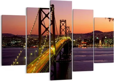 Produktbild von Bild auf Leinwand - Leinwandbild - Brücke Fluss Landschaft - 150x100cm - Wand Bild - Wanddeko - Leinwanddruck - Bilder - Kunstdruck - Wanddekoration - Leinwand bilder - Wandkunst - EA150x100-0120