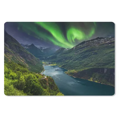 Produktbild von MuchoWow® Mauspad Mousepad Nordlichter - Berg - Boot - Norwegen 27x18 cm - Mousepads - Maus Mat - Pad - Mausunterlage - Büroartikel - Desk Matten