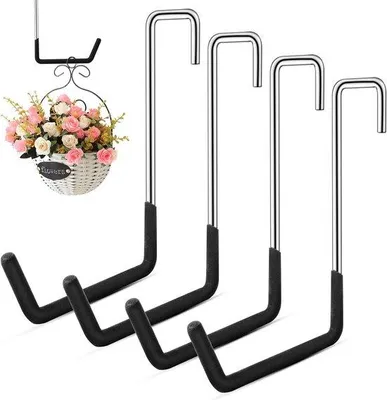 Zdjęcie produktu dla Zestaw haków garażowych, 4 metalowe haki, belki sufitowe, haki do obciążeń, przechowywanie narzędzi i rowerów, solidna metalowa konstrukcja
