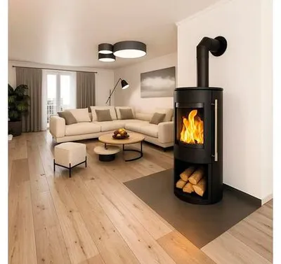 Produktbild von Kaminofen Haas & Sohn Grasse Stahl schwarz 5,8 kW mit Holzfach