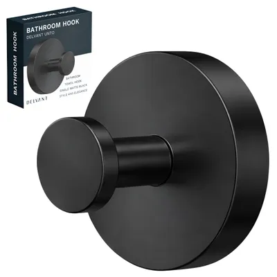 Obrázek produktu pro Koupelnový věšák na ručník, nástěnný hák, držák, značka DELVANT UNTO, černá barva, matný povrch