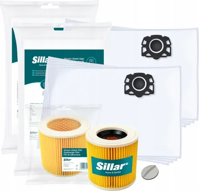 Produktbild von Sillar 8x Staubsaugerbeutel Vlies + Filter für Kärcher WD2 WD3 SE4001 SE4002 Ersatz 2.863-314.0