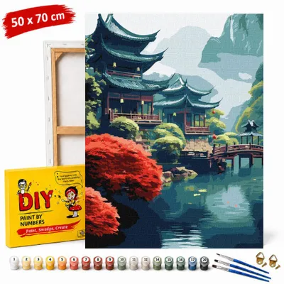 Zdjęcie produktu dla Obraz do malowania po numerach z ramą Poranek w Górach 50x70 cm