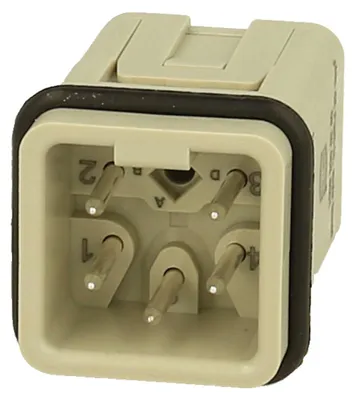 Image de Han 4A, insert à broches (M), connecteur enfichable, 4 pôles + PE, 230 V/400 V, 10 A - 1 pièce