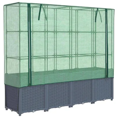 Produktbild von Hochbeet mit Gewächshausabdeckung Rattanoptik 160x40x153 cm