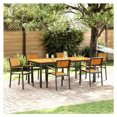 Produktbild von Esszimmerstühle für den Außenbereich 6er Set Schwarz Metall und Holz