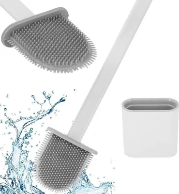 Produktbild von Silikonbürste - Toilettenbürste - für das Badezimmer - hängend - antibakteriell - Toilettenbürste - Grau
