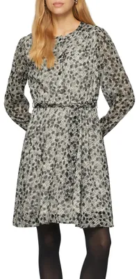 Produktbild von s.Oliver Damen Kleid – Chiffon, All-Over-Print, Langarm, Regular Fit