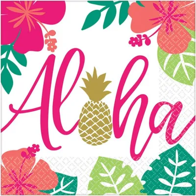 Zdjęcie produktu dla Amscan Amscan 511953-66 – 16 serwetek Aloha 33 x 33 cm