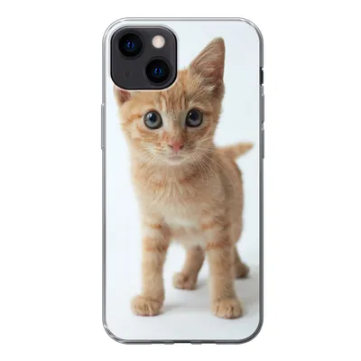 Produktbild von MuchoWow® Handyhülle Schutzhülle Hülle für iPhone 13 Katze - Rot - Kätzchen - Mädchen - Kinder - Jungen - Kind Silikon Softcase Handy Hülle - Karteninhaber