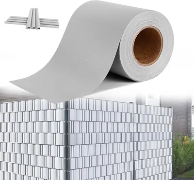Produktbild von QEENTOE PVC Sichtschutzstreifen Sichtschutz Sichtschutzfolie Doppelstabmatten Zaun 35m x 19 cm mit 20 Stücke Befestigungsclipse Gartenzaun, Grau