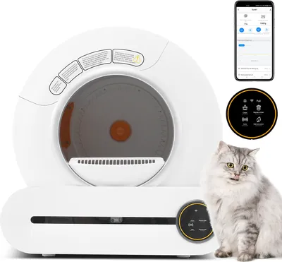 Obrázek produktu pro MODFU 65L Automatická kočičí toaleta s funkcí samočištění, ovládání pomocí aplikace, odstranění zápachu, velká kapacita - 9L (kočičí stelivo), Inteligentní zdravotní monitor