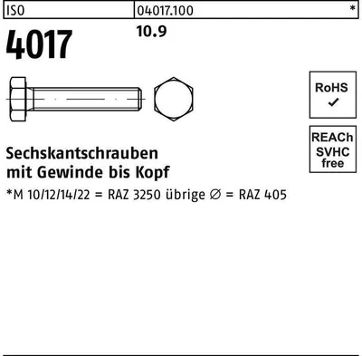Produktbild von Sechskantschraube ISO 4017 VG M 14 x 200 10.9