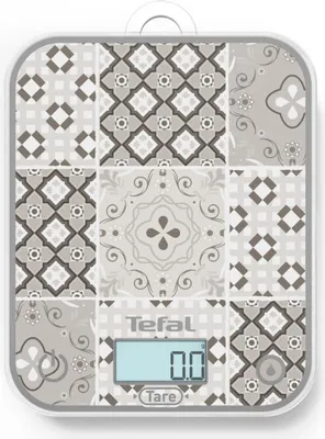 Obrázok produktu pre Kuchynská váha Tefal Optiss BC50D6V0, Do 5 kg, TARA, LCD, Sklo, Veľké číslice, Sivá/dekoratívny vzor