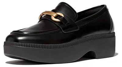 Produktbild von FITFLOP FitFlop F-Luma Chunky-Snaffle Box-Leder-Loafer mit Keilabsatz SCHWARZ 39