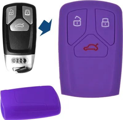 Produktbild von Auto Schlüssel Hülle Silikon Schutz Cover Lila kompatibel mit Audi A4 S4 Q7 Q5 TT RS A5 S5 3 Tasten KEYLESS SMARTKEY