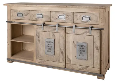 Immagine prodotto di MASSIVMOEBEL24 | credenza in legno di Mango 150x45x90 sbiancato laccato RAILWAY #319