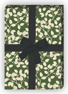 Produktbild von Zartes Geschenkpapier mit Blättern zur Hochzeit, Geburt, Taufe, grün - G10231, 32 x 48cm
