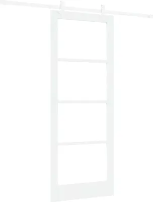 Produktbild von Schiebetür Weiß 83 x 211 cm Massivholz Kiefer und Glas