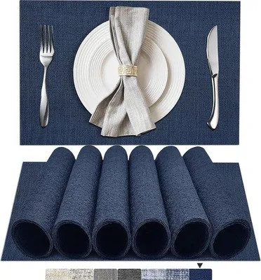 Produktbild von Famanu Platzsets Set von 6, rutschfest, hitzebeständig, waschbar (dunkelblau)