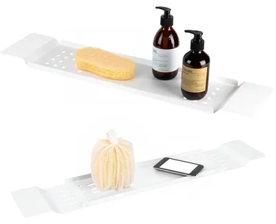 Obrázok produktu pre Nastaviteľná polička do kúpeľne z nehrdzavejúcej ocele, 70 cm - 94 cm, biela