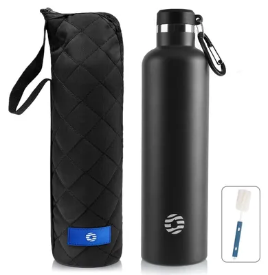 Produktbild von Trinkflasche Edelstahl 750ml auslaufsicher Thermosflasche BPA-Frei Schwarz