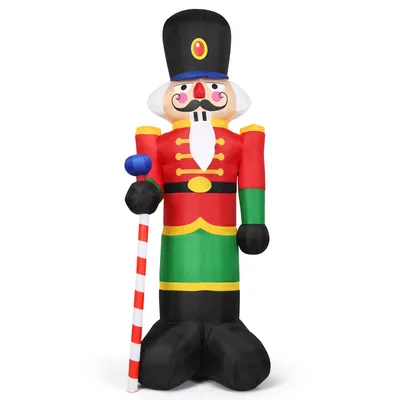 An inflatable nutcracker soldier decoration.
