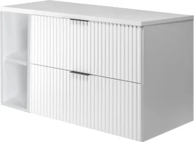 Produktbild von Badezimmerschrank, Weiß + schwarzer Griff, 100 x 57 x 46 cm