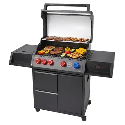 Zdjęcie produktu dla Grill gazowy ogrodowy żeliwny LEHMANN  Vermont 4+1 premium 17,2 kW + szafka na butlę turystyczny