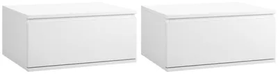 Immagine prodotto di Comodino Set 2 Pezzi con Cassetto e Design Sospeso in Truciolato e MDF, 49x38x23 cm, Bianco