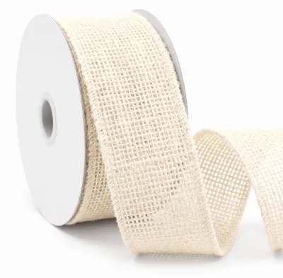 Juteband 10 m, 5 cm, natur, gesäumte Kante, DIY